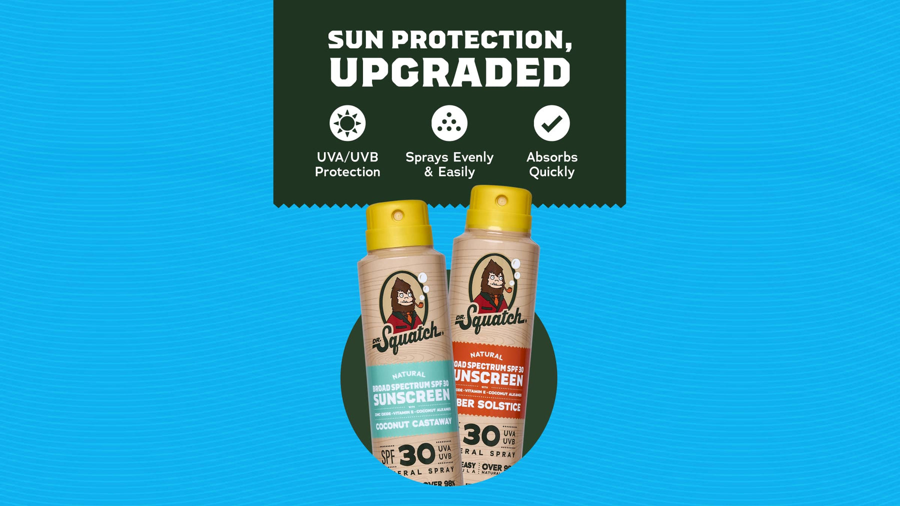Dr. Squatch Spray Sunscreen 2-Pack | SPF 30 UVA/UVB Protection | Non-Greasy Mineral Sunscreen for Men